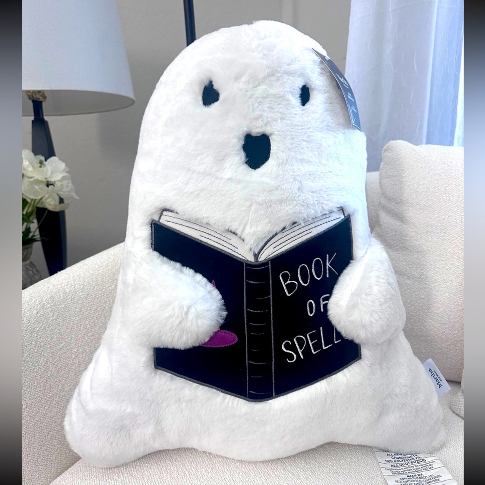NEW Viral Halloween Book of Spells Martha Stewart Plush Ghost Pillow NWT